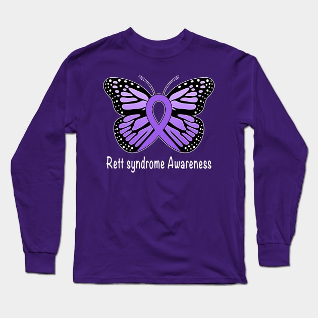 Rett syndrome Butterfly of Hope Long Sleeve T-Shirt by PenguinCornerStore